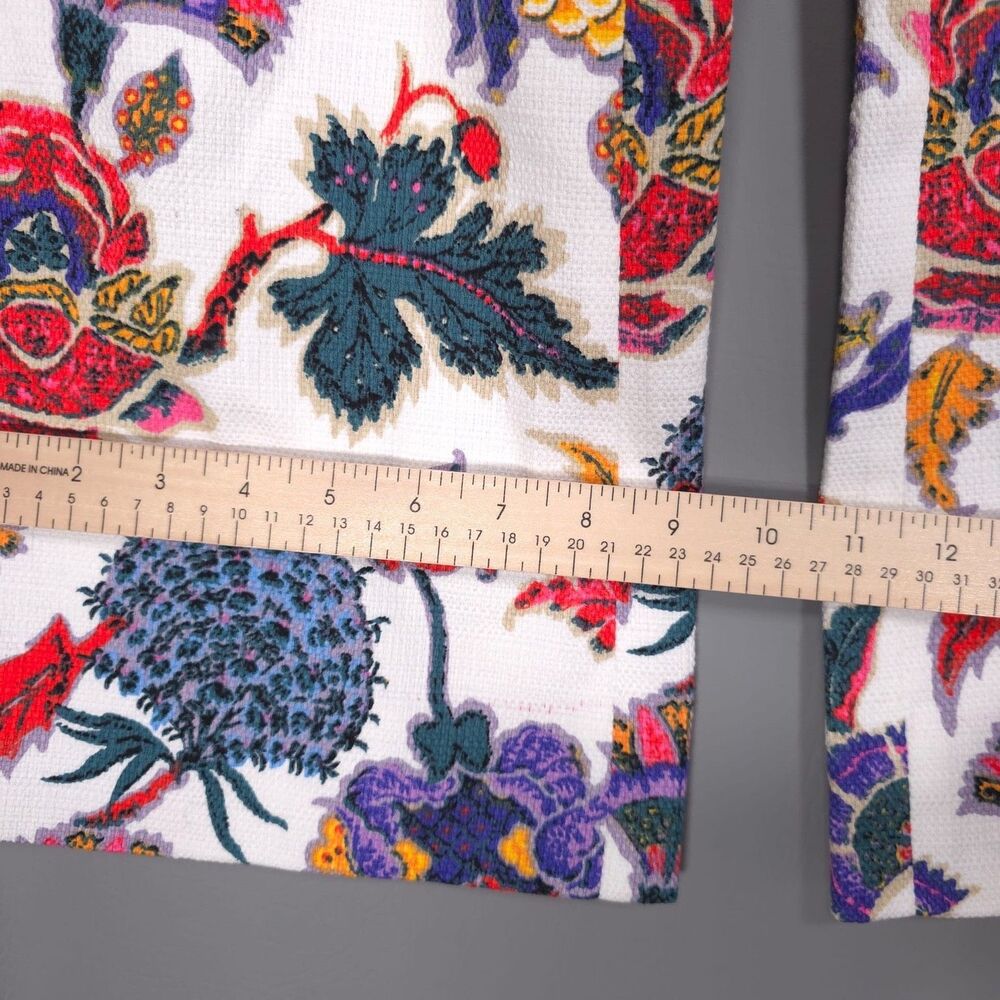 J.CREW Floral Print Cotton Pants White Pockets Straight Leg Mid Rise Size 6 - Picture 6 of 12